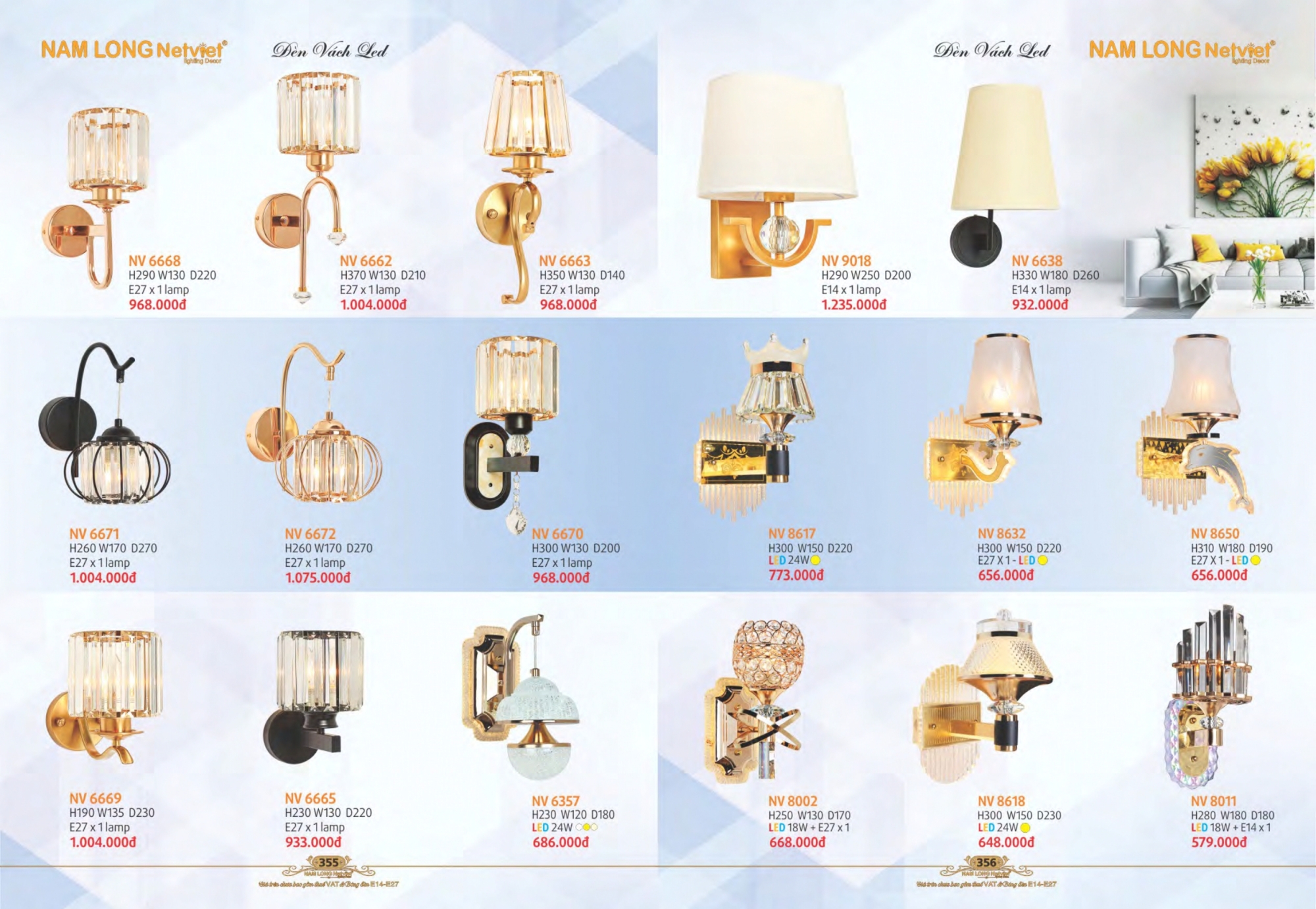 Bảng giá đèn trang trí Nam Long